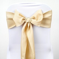 10 Champagne Polyester CHAIR SASHES Ties Bows Wedding Party Ceremony Decorations