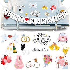 , Just Married Car Magnets – Pack of 15 | Just Married Banner for Multi Color