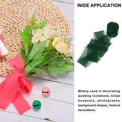 Chiffon Ribbon, 1.5″x7 Yard Silk Dark Green Tulle Satin Fabric Ribbon,3pcs