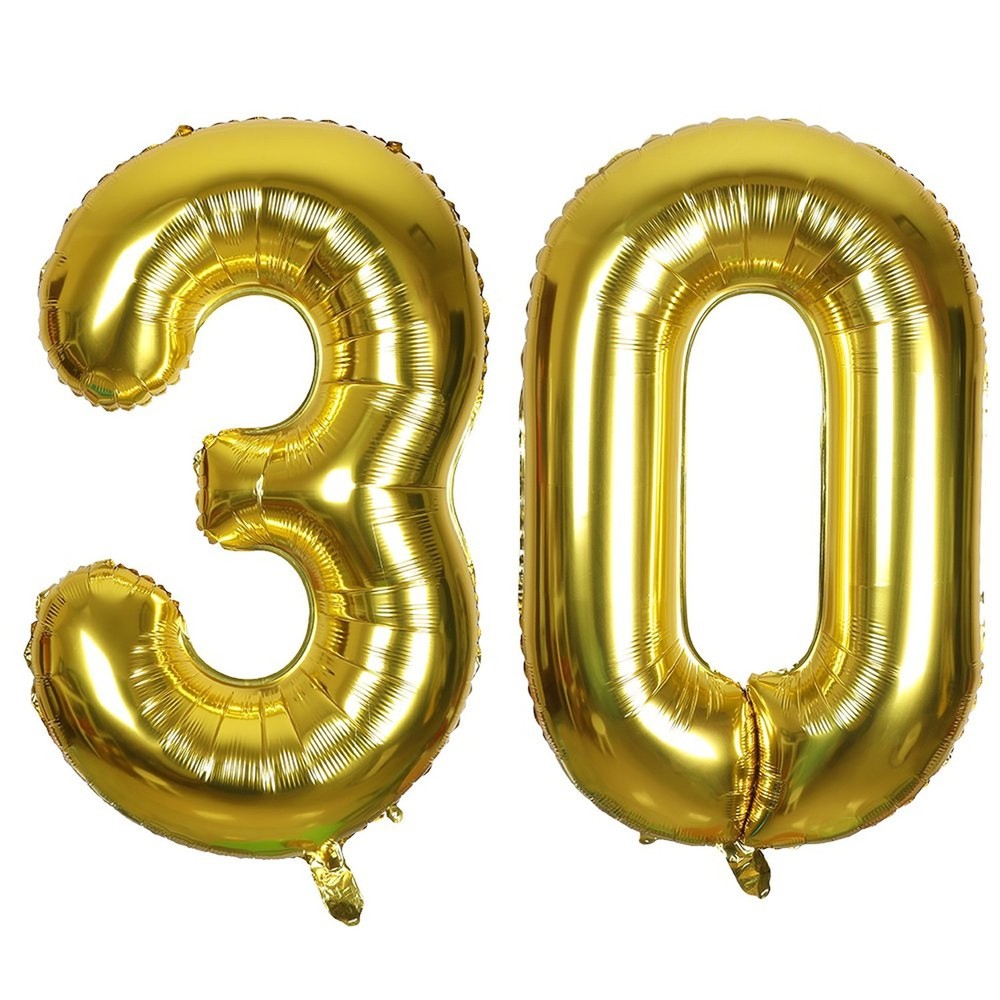 Number 30 Foil Helium Balloons 40 inch Gold (Birthday Party Celebration Decor…