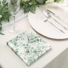 20 White 13×13 in Dinner Paper Napkins 13″ x (Set of 20), Green and