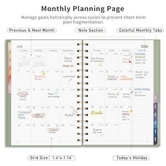 2026 Planner, Weekly and Monthly, Medium Size (5.7″ x 8.3″), Jan – Light Green