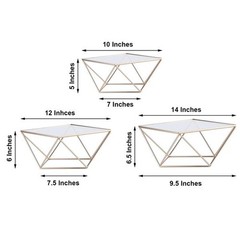 3 GOLD CLEAR Metal Glass Geometric CAKE STANDS Party Wedding Events Decorations