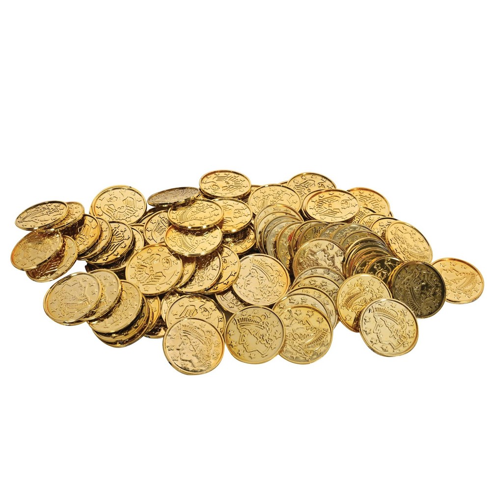 Beistle 100 Piece Gold Plastic Pirate Treasure Embossed Coins 100 Piece,