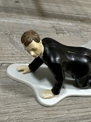 Escaping Groom Cake Topper Funny Bride Having The Upper Hand Porcelain Wedding