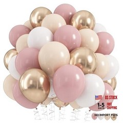 Dusty Pink Balloons, 60Pcs Pastel Light Pink and 12 inch 60pcs Pink White Gold