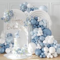 Balloon Arch Kit 132Pcs and White Balloon Arch Garland Kit Include Dusty Blue