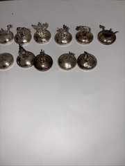 Vintage Siam Place Card Holders Silver Plate Set of 11 Dancer Poor Condition