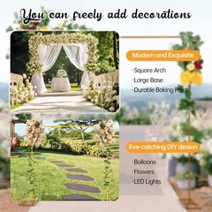 10×10 Gold Square Backdrop Frame Adjustable Height Metal Wedding Arch Stand
