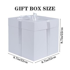 8.7″ Medium Birthday Gift Boxes with Lid and Ribbon, Square Gift Boxes 4 White