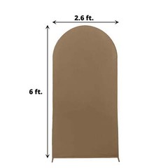 6 ft TAUPE Matte Fitted Spandex Round Top Arch Backdrop STAND COVER Party
