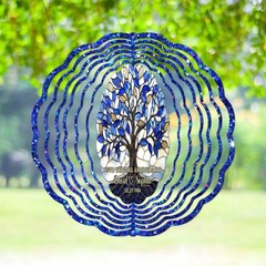 Personalized 65th Wedding Anniversary Wind Spinner Blue Sapphire Garden Decor