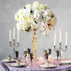 Elegant Gold Metal Flower Stand Set – 20 Pcs Wedding Centerpieces & Candle Holde