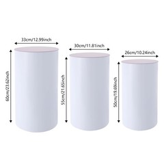 Wedding Pedestal Cylinder Stands Set of 3 White Acrylic Party Decor PVC Event