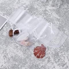 100Pcs Durable White Organza Drawstring Bags for Wedding and Jewelry Gifts