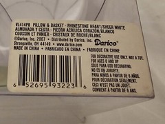 Darice VL414PB, Pillow Basket Rhinestone Heart Sheer Set, White, Wedding,.READ