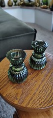 Round Ribbed Glass Taper CANDLE HOLDERS Centerpieces Party Events