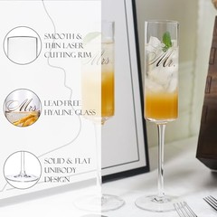 Wedding Champagne Flutes-Mr. and mrs. Champagne Glasses Engagement Gifts 3pcs