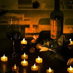 LED Tea Lights, Set of 24 Flameless Flickering Tealight Amber Yellow 24pcs