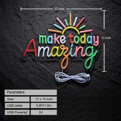 Make Today Amazing Neon Sign for Classroom Wall Decor Dimmable Positive and U…