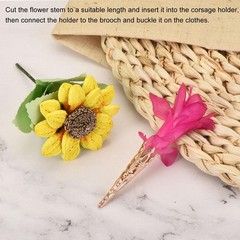 Corsage Decorative Holder, Alloy Lapel Pin Brooch Vase 42mm Rose Gold