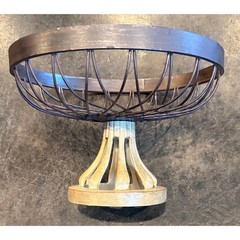 Rustic Industrial Wire Pedestal Centerpiece Fruit And / Or Vegetable Bowl