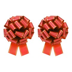 2pcs 12 Inch Large Pull Bow Metallic Car Ribbon with Gold Edge for Wrapping, Red