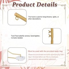 2Pcs 8.2ft Gold Metal Wedding Arch Backdrop Stand Party Balloon Floral Frame