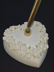 Wedding Registry Pen Stand Holder With Pen Heart Draped W Roses