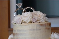 Silver Wedding Cake Topper Diamond Ring Reception Table Centrepiece