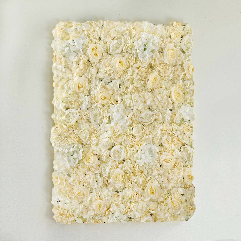13 sq ft Champagne White Assorted Silk Flowers Wall Backdrop Panels Wedding SALE