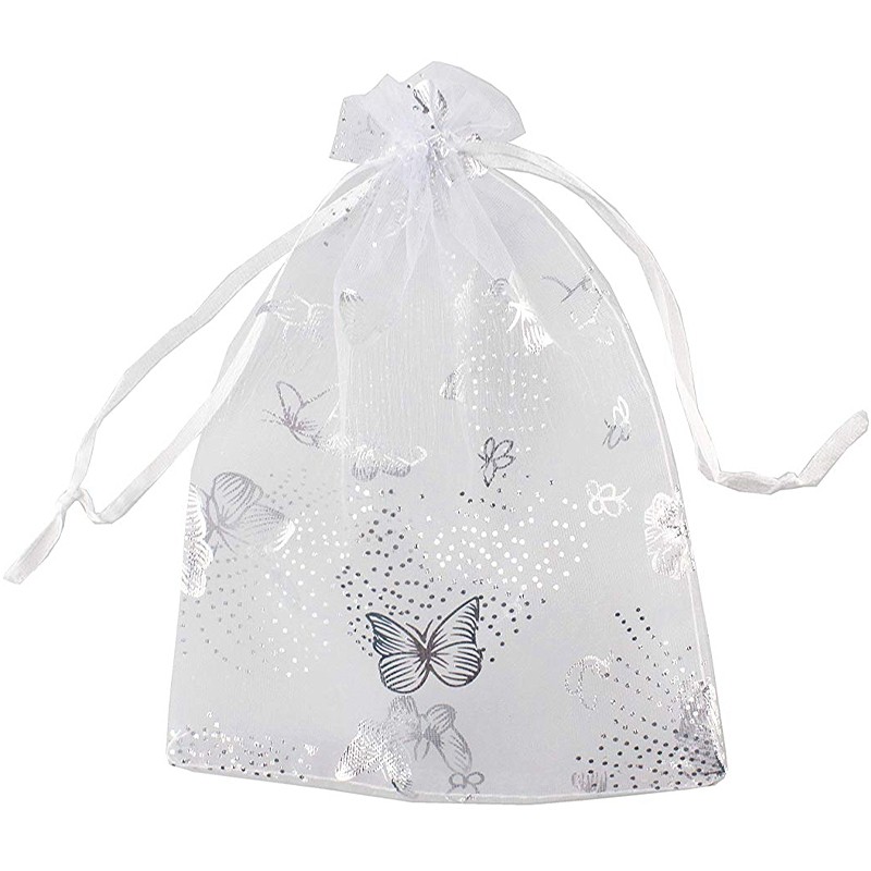 100Pcs 9X12cm Butterfly Organza Jewelry Gift Pouch Candy Pouch Drawstring9068