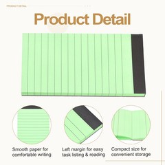 6 Pcs Writing Note Pads, 3 x 5 Inch A7 Lined Refill Paper, Green