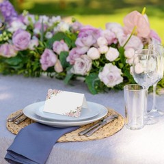 Pink Flower Place Cards Seating Name Banquet Wedding Dinner 25 PCS Set