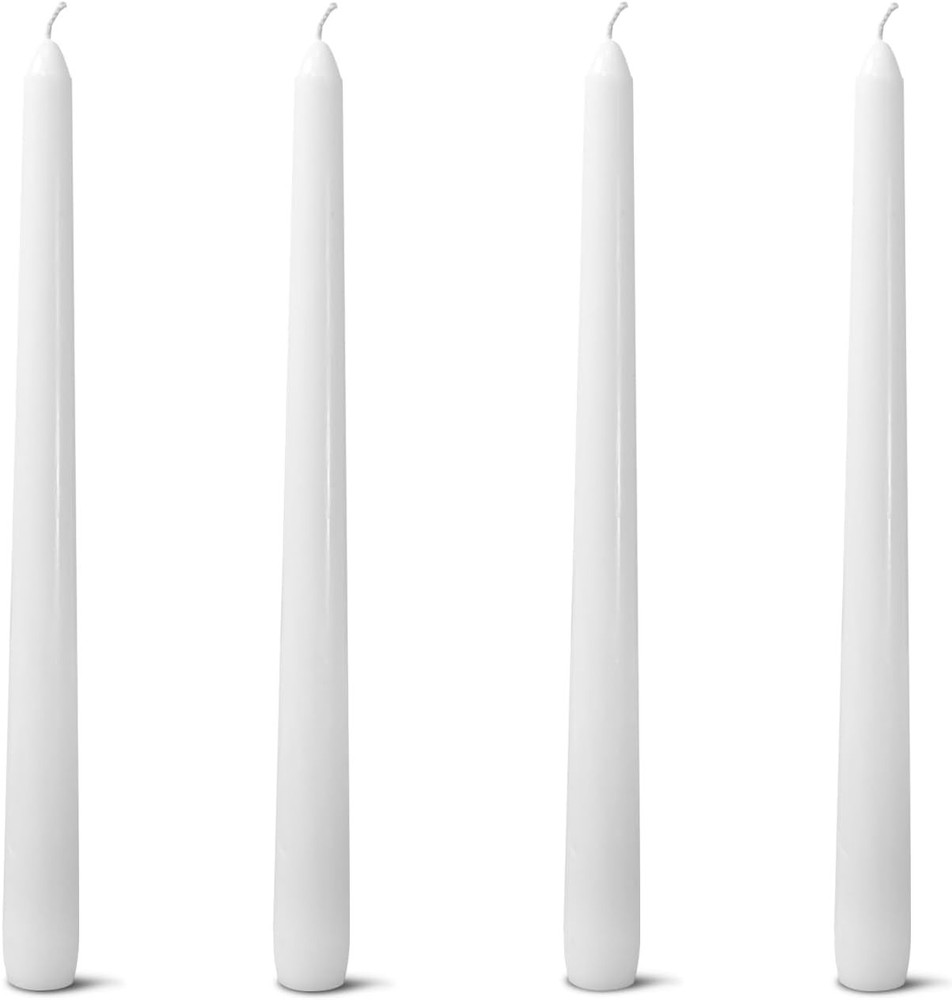 White 10-Inch Taper Candles: Unscented Smokeless Dripless 4 Pack,