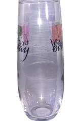“Happy Birthday” Cristar Clear Flute Champagne/Wine Glass 9.6oz-NEW-SHIP N 24HR