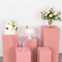 5 DUSTY ROSE Fitted Spandex Rectangular Display STAND COVERS Set Decorations