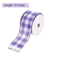 Plaid Check Ribbon, 2.5 Inch x 10 Yards Gingham Ribbon, Blue Purple