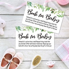 Books for Baby Shower Request Cards,50 Greenery 50 Count (Pack of 1), Green