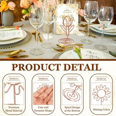 20Pcs Cards Stand Menu Clips Sunflowers Card Photo Holders Rose Gold