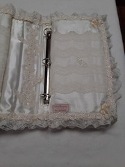White Lace Satin Cloth Beaded Padded Wedding Photo Album Handmade VTG 15/10