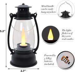 Mini Lantern with Flickering LED Candles,Vintage Black Decorative Black-6Pcs
