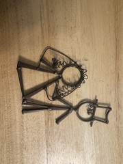 vintage metal wire wedding cake topper. Wrought Iron. 20th Century. Bride&groom