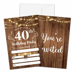 CLIRBE 40th Birthday Invitations, Party Invitations 6″ x 4″,