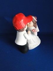 New San Francisco 49ers Kissing Bride & Groom Wedding Cake Top figurine with cap