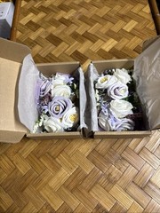 Ansofi Purple & White Corsage And Boutonniere