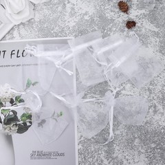 100Pcs Durable White Organza Drawstring Bags for Wedding and Jewelry Gifts