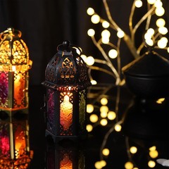 6.7» Moroccan Lanterns Decorative Indoor & Outdoor Vintage Candle Black