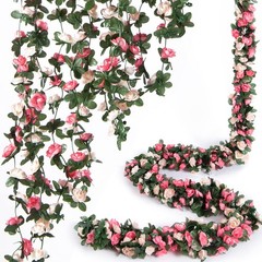 8pcs x 8.2ft Artificial Flower Garland Floral 8 Vines 66FT, Spring-pink-8pcs