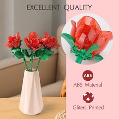 A Creative 126pc Rose Flower Building Set with Light for Unique Home Decor